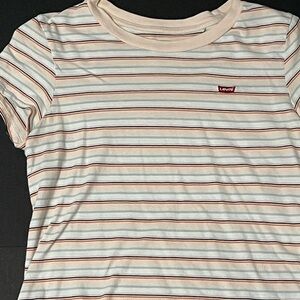 Levi's Striped Short Sleeve Tee - Cream and Red